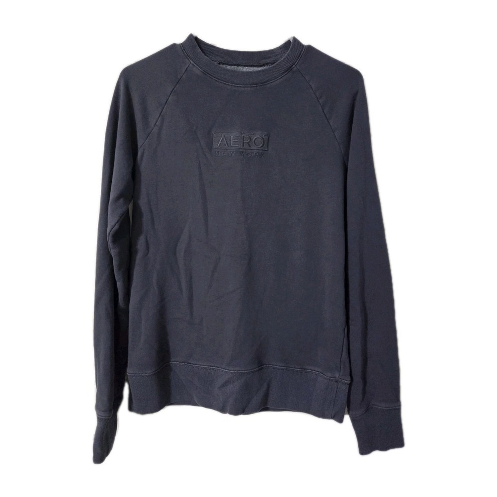Aeropostale Men's Crewneck Sweatshirt Embroidered Logo, Slate Gray, Small